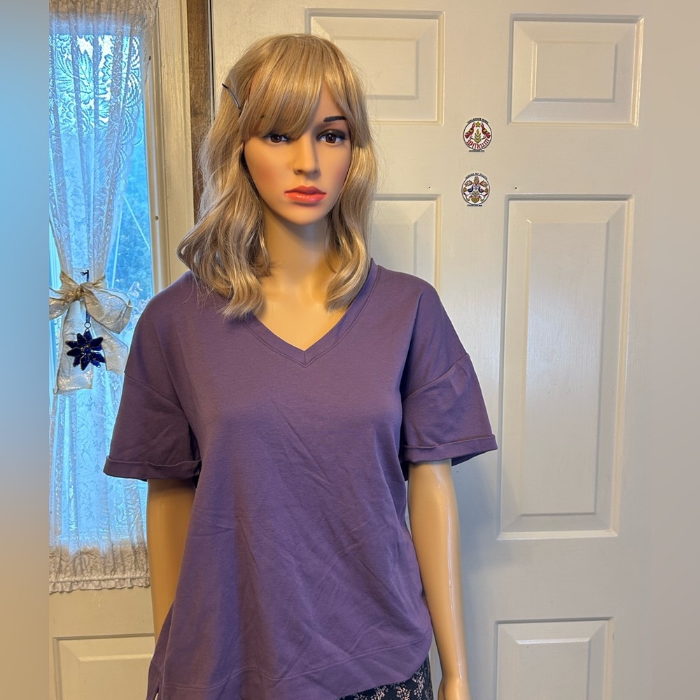 Westbound L short sleeve soft cotton tee with V neckline